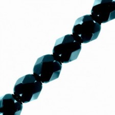 Czech Fire polished faceted glass beads 4mm Jet Hematite